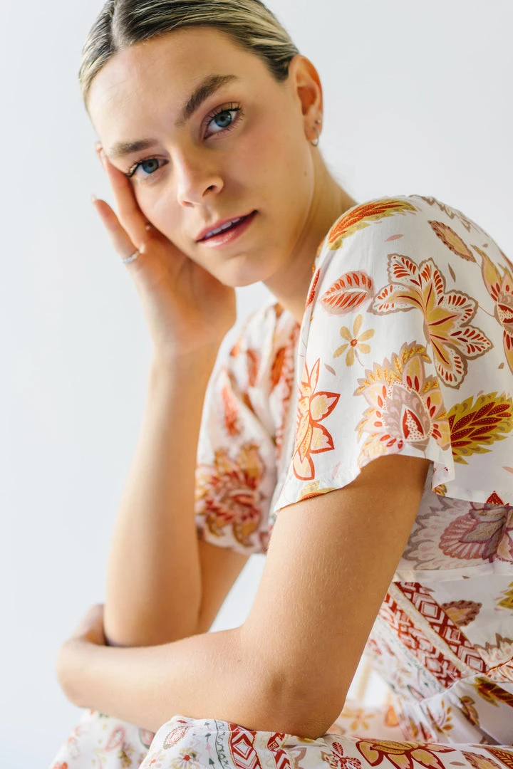 Piper & Scoot The Echo Square Neck Midi Dress In Sunset Multi