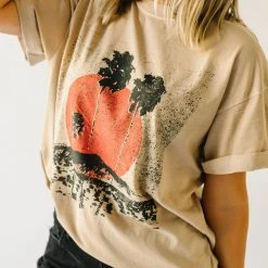 Piper & Scoot The Three Palms Graphic Tee In Sand