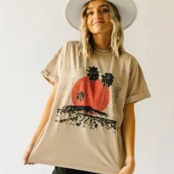 Piper & Scoot The Three Palms Graphic Tee In Sand