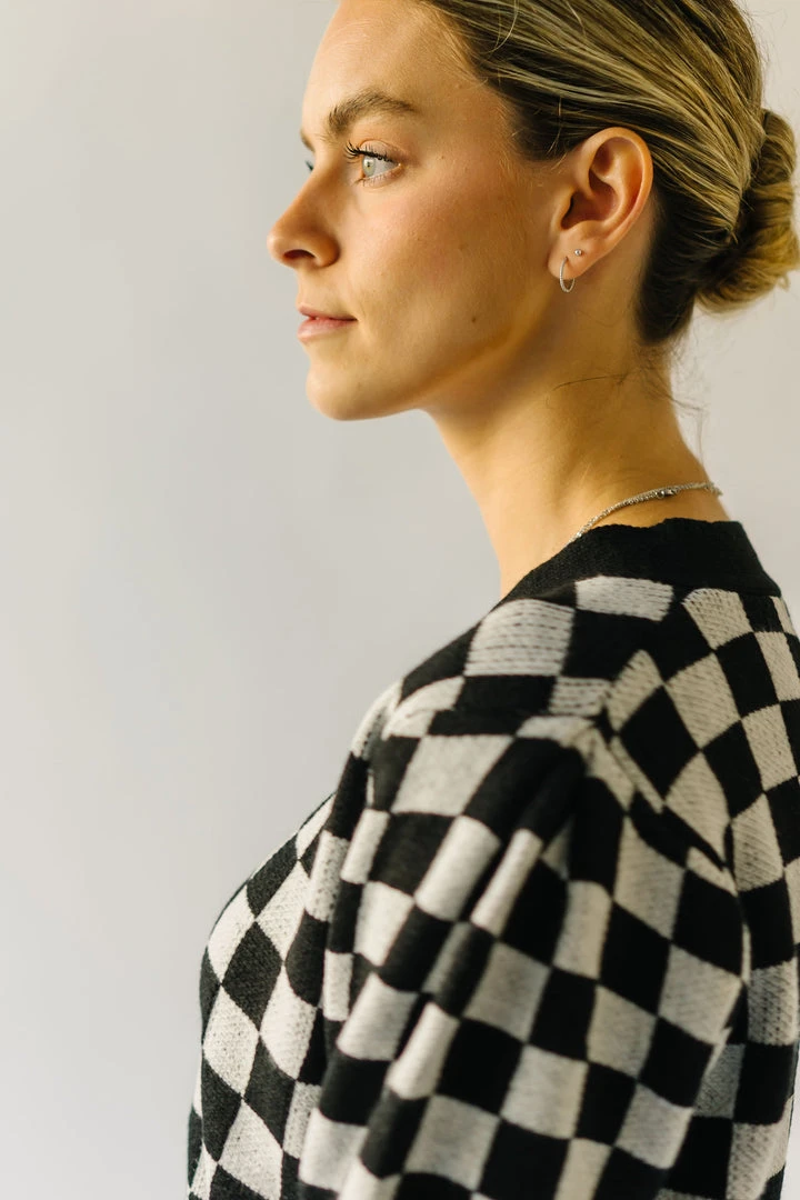 Piper & Scoot The Skyros Retro Gingham Cardigan Top In Black