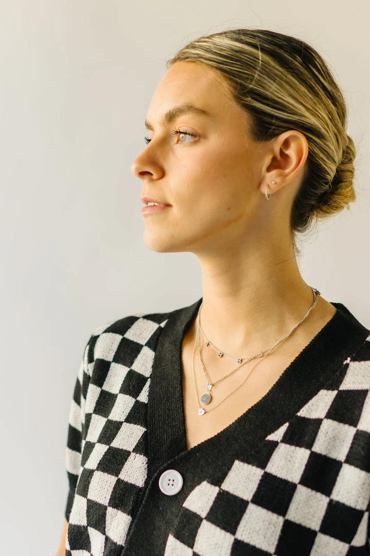 Piper & Scoot The Skyros Retro Gingham Cardigan Top In Black