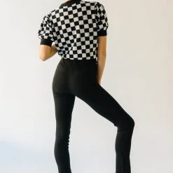 Piper & Scoot The Skyros Retro Gingham Cardigan Top In Black