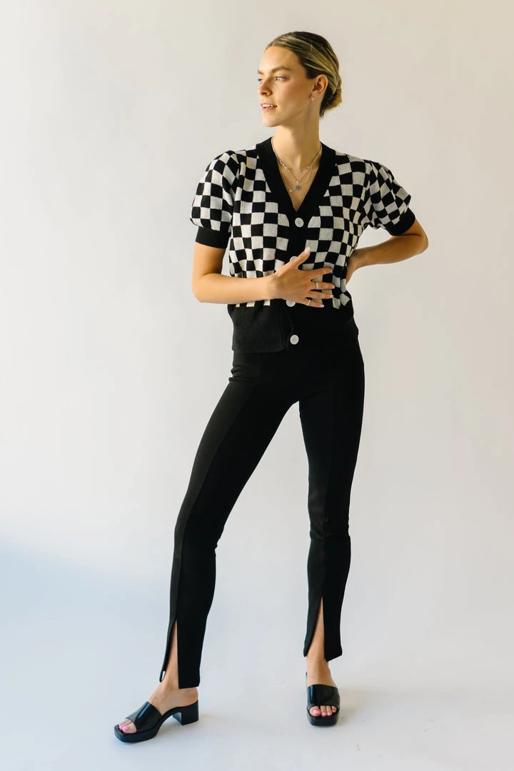 Piper & Scoot The Skyros Retro Gingham Cardigan Top In Black