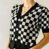 Piper & Scoot The Skyros Retro Gingham Cardigan Top In Black
