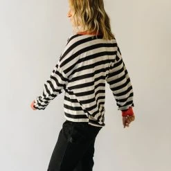 Piper & Scoot The Orson Dolman Sleeved Blouse In Black + White Tops
