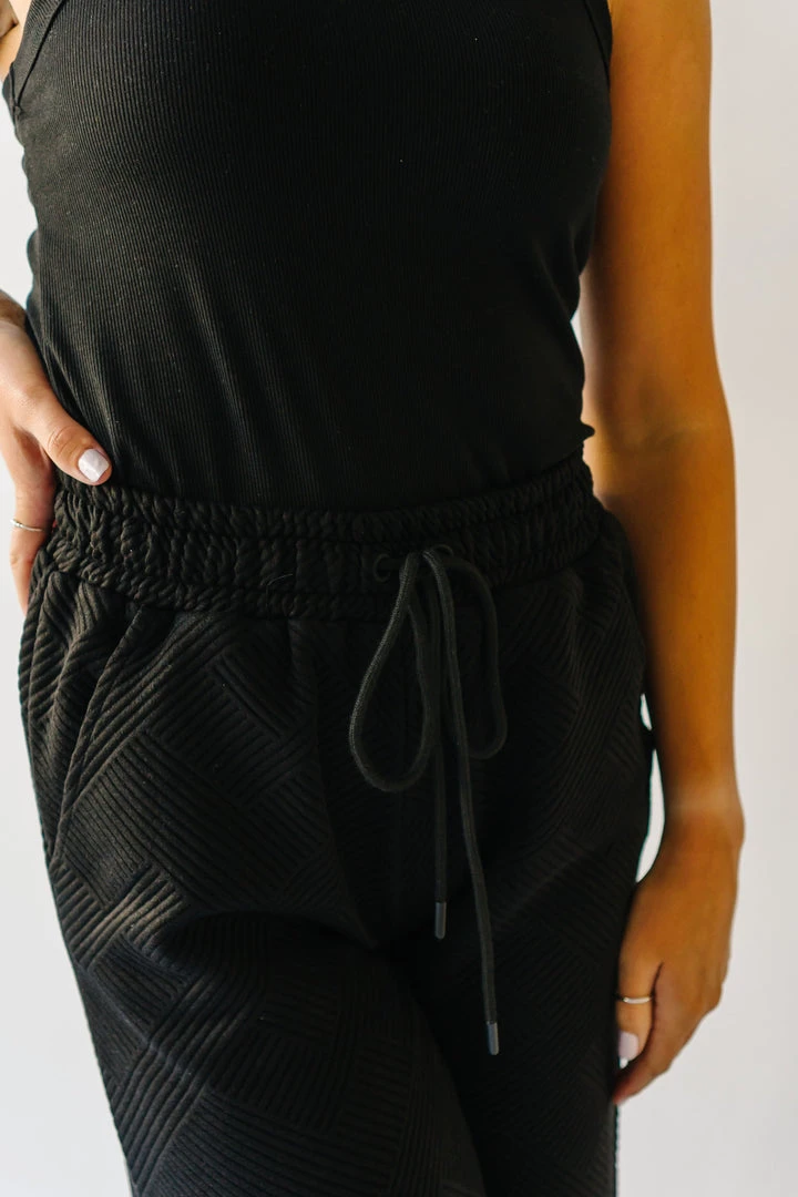 Piper & Scoot The Ronnie Textured Wide Leg Pant In Black Bottoms + Jumpsuits