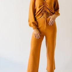 Piper & Scoot The Puth Straight Leg Sweater Pant In Rust