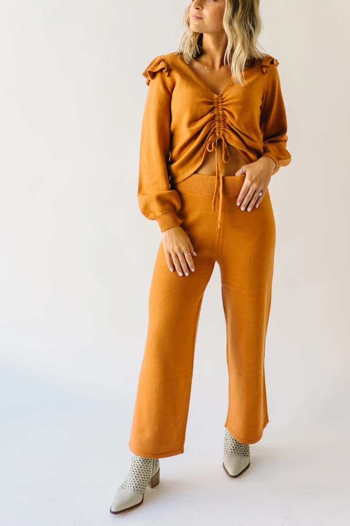 Piper & Scoot The Puth Straight Leg Sweater Pant In Rust