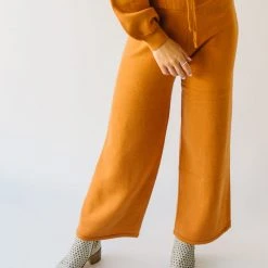 Piper & Scoot The Puth Straight Leg Sweater Pant In Rust