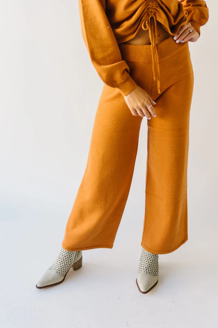 Piper & Scoot The Puth Straight Leg Sweater Pant In Rust