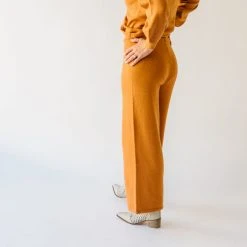 Piper & Scoot The Puth Straight Leg Sweater Pant In Rust