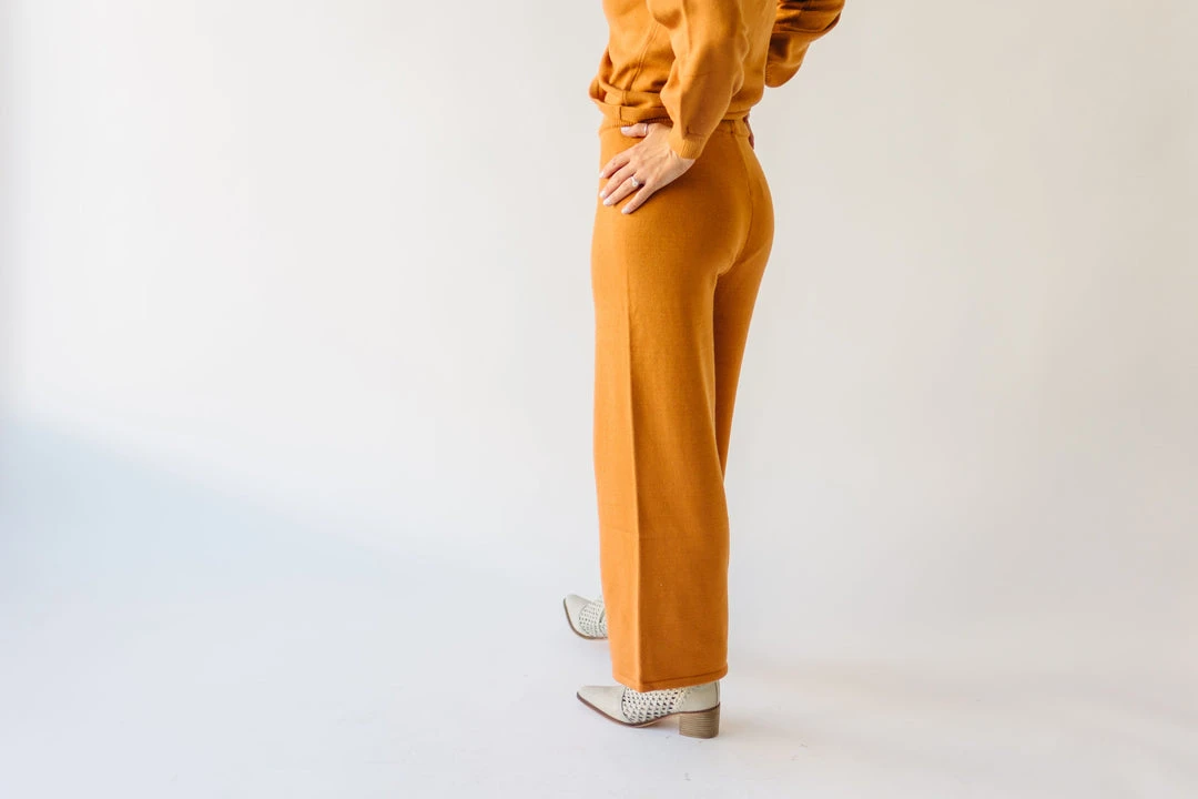 Piper & Scoot The Puth Straight Leg Sweater Pant In Rust