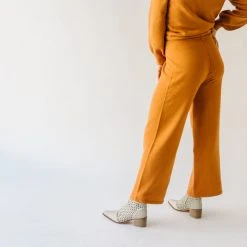 Piper & Scoot The Puth Straight Leg Sweater Pant In Rust