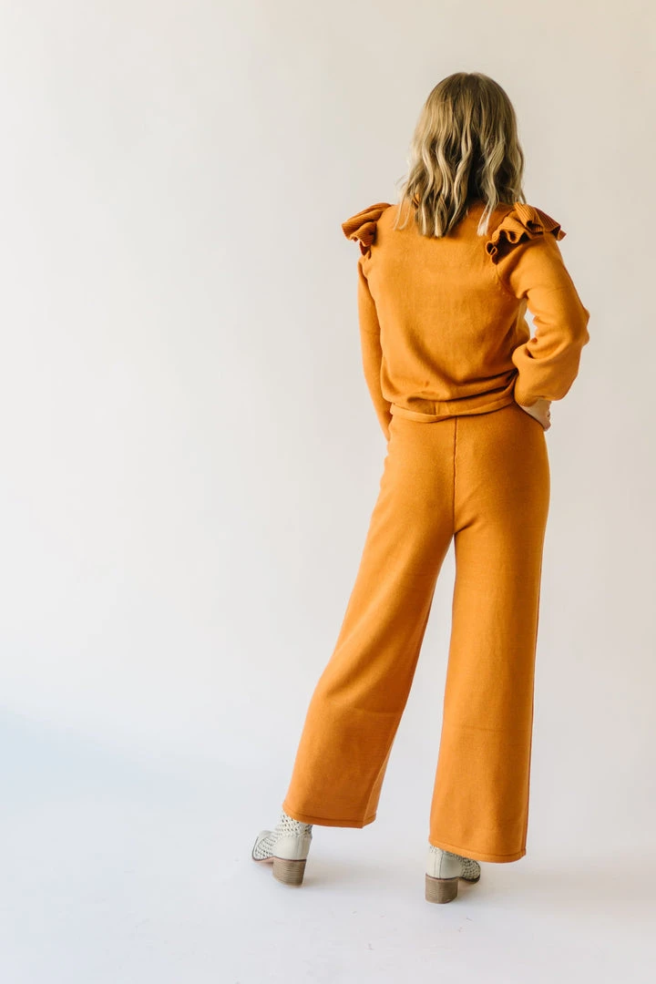 Piper & Scoot The Puth Straight Leg Sweater Pant In Rust