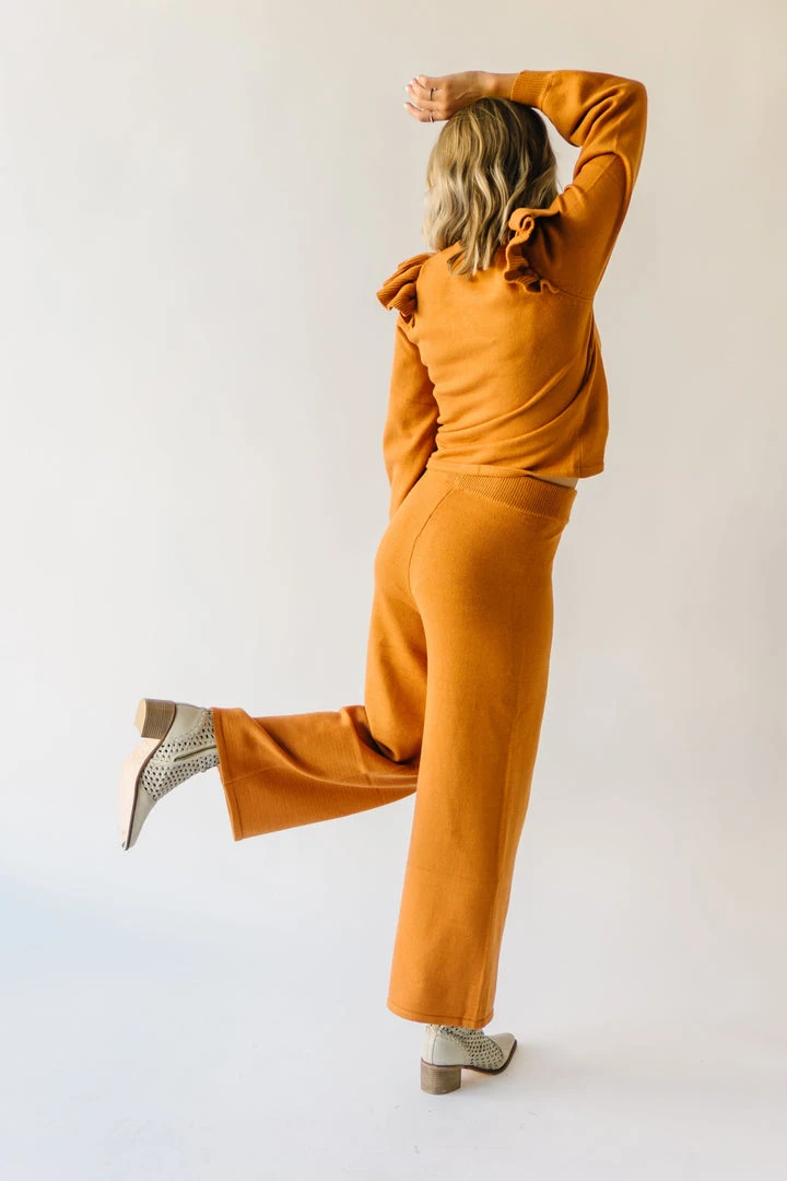 Piper & Scoot The Puth Straight Leg Sweater Pant In Rust
