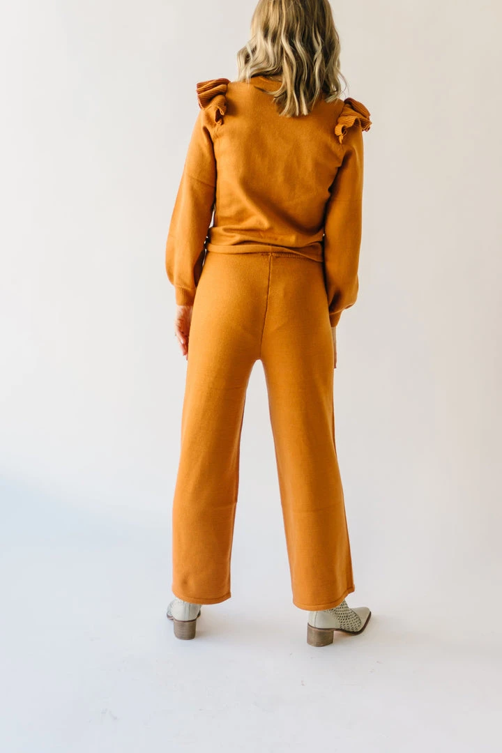 Piper & Scoot The Puth Straight Leg Sweater Pant In Rust