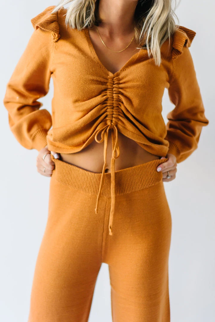 Piper & Scoot The Puth Straight Leg Sweater Pant In Rust