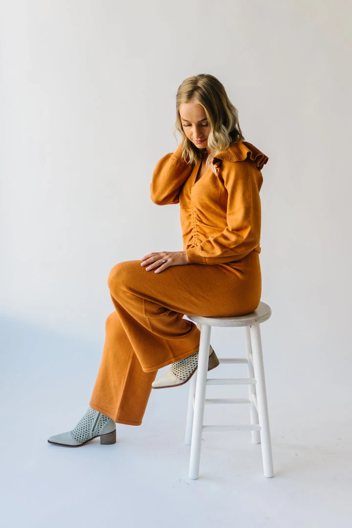 Piper & Scoot The Puth Straight Leg Sweater Pant In Rust