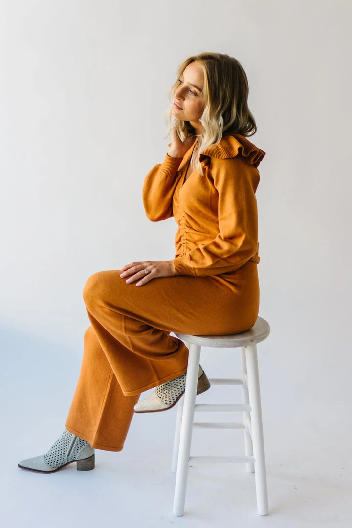 Piper & Scoot The Puth Straight Leg Sweater Pant In Rust