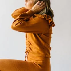 Piper & Scoot The Puth Straight Leg Sweater Pant In Rust