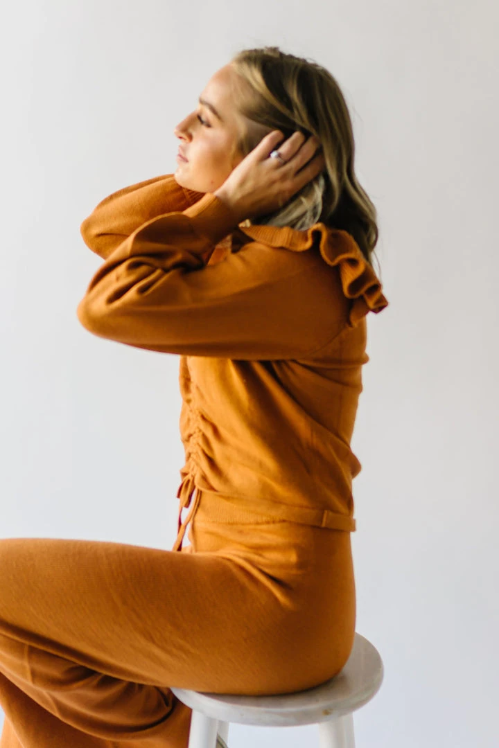 Piper & Scoot The Puth Straight Leg Sweater Pant In Rust