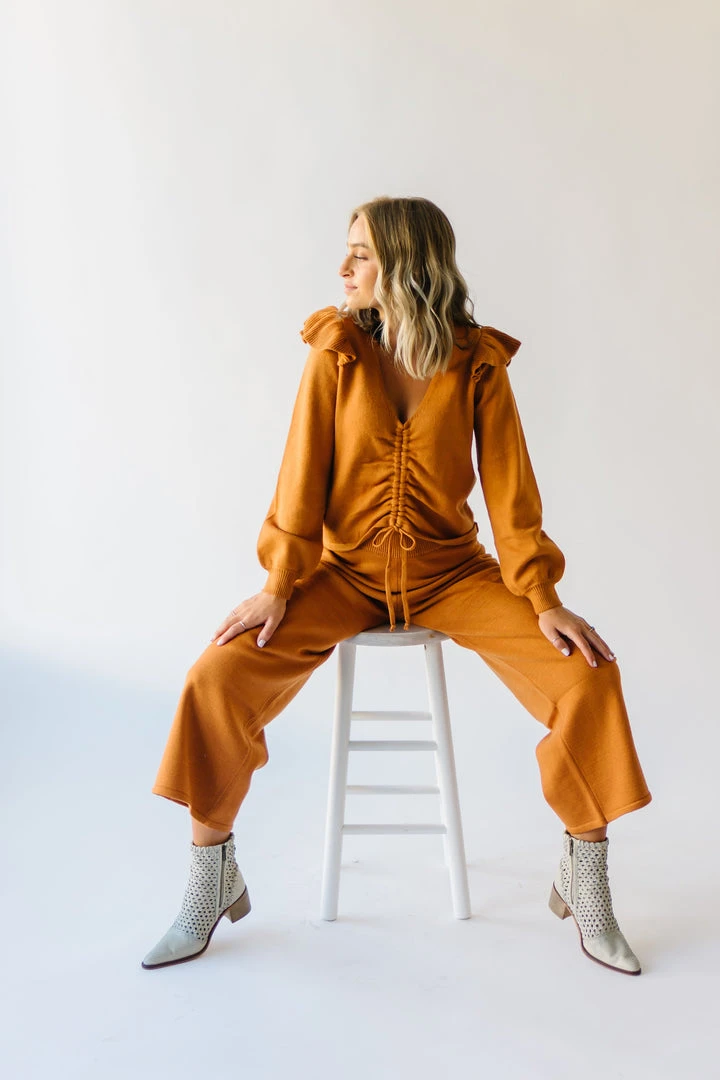 Piper & Scoot The Puth Straight Leg Sweater Pant In Rust