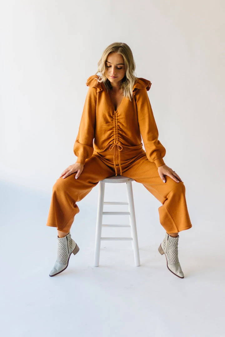 Piper & Scoot The Puth Straight Leg Sweater Pant In Rust