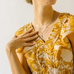 Piper & Scoot The Imara V-Neck Floral Midi Dress In Mustard