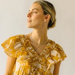 Piper & Scoot The Imara V-Neck Floral Midi Dress In Mustard