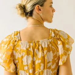 Piper & Scoot The Imara V-Neck Floral Midi Dress In Mustard