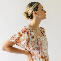 Piper & Scoot The Echo Square Neck Midi Dress In Sunset Multi