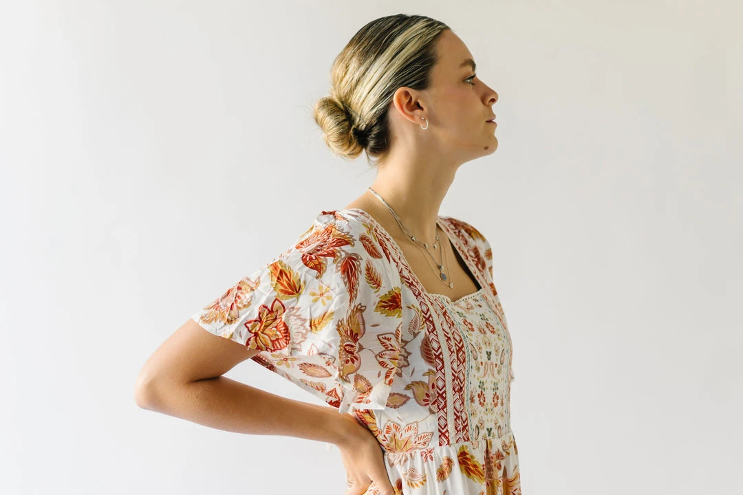 Piper & Scoot The Echo Square Neck Midi Dress In Sunset Multi