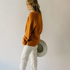 Piper & Scoot Tops The Rue Textured Sweater In Butterscotch