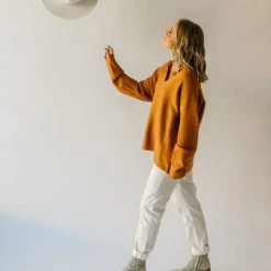 Piper & Scoot Tops The Rue Textured Sweater In Butterscotch