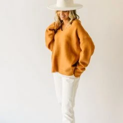 Piper & Scoot Tops The Rue Textured Sweater In Butterscotch