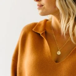 Piper & Scoot Tops The Rue Textured Sweater In Butterscotch