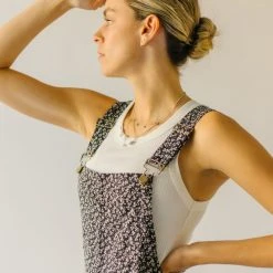 Piper & Scoot The Bruno Floral Overalls In Black Bottoms + Jumpsuits