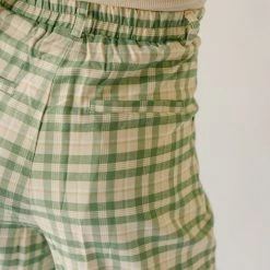 Piper & Scoot The Jayla Wide Leg Trousers In Green Plaid Bottoms + Jumpsuits