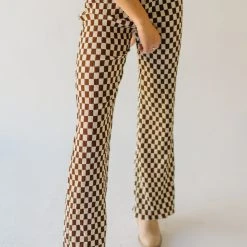 Piper & Scoot The Corina Pleated Trouser In Brown Check Bottoms + Jumpsuits