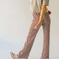 Piper & Scoot The Corina Pleated Trouser In Brown Check Bottoms + Jumpsuits