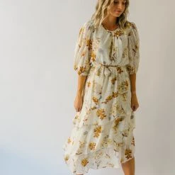 Piper & Scoot The Albert Floral Textured Dress In Ivory