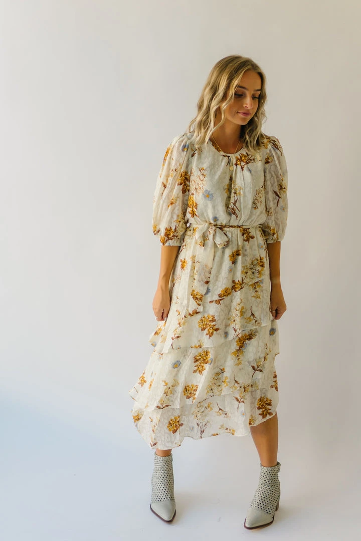 Piper & Scoot The Albert Floral Textured Dress In Ivory