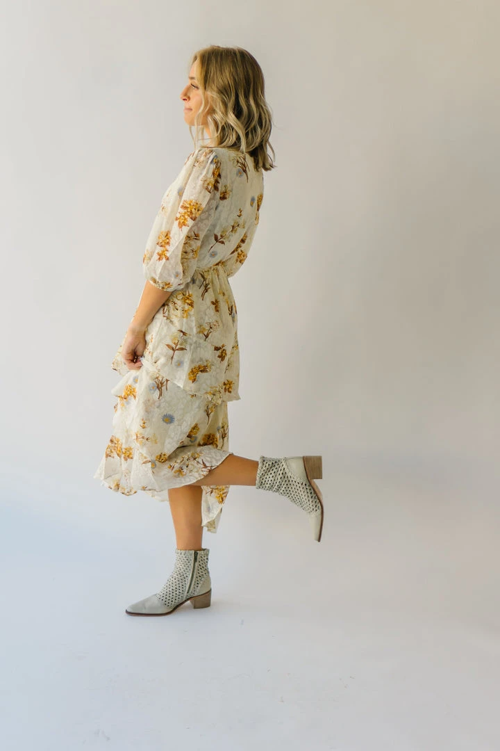 Piper & Scoot The Albert Floral Textured Dress In Ivory