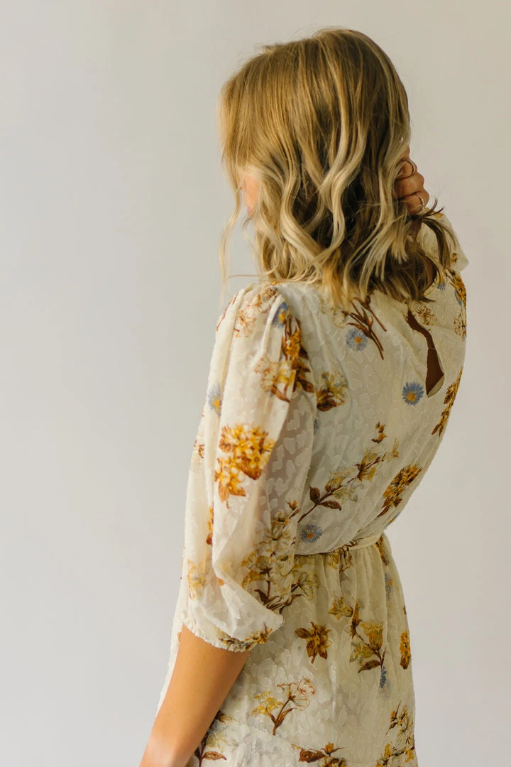 Piper & Scoot The Albert Floral Textured Dress In Ivory