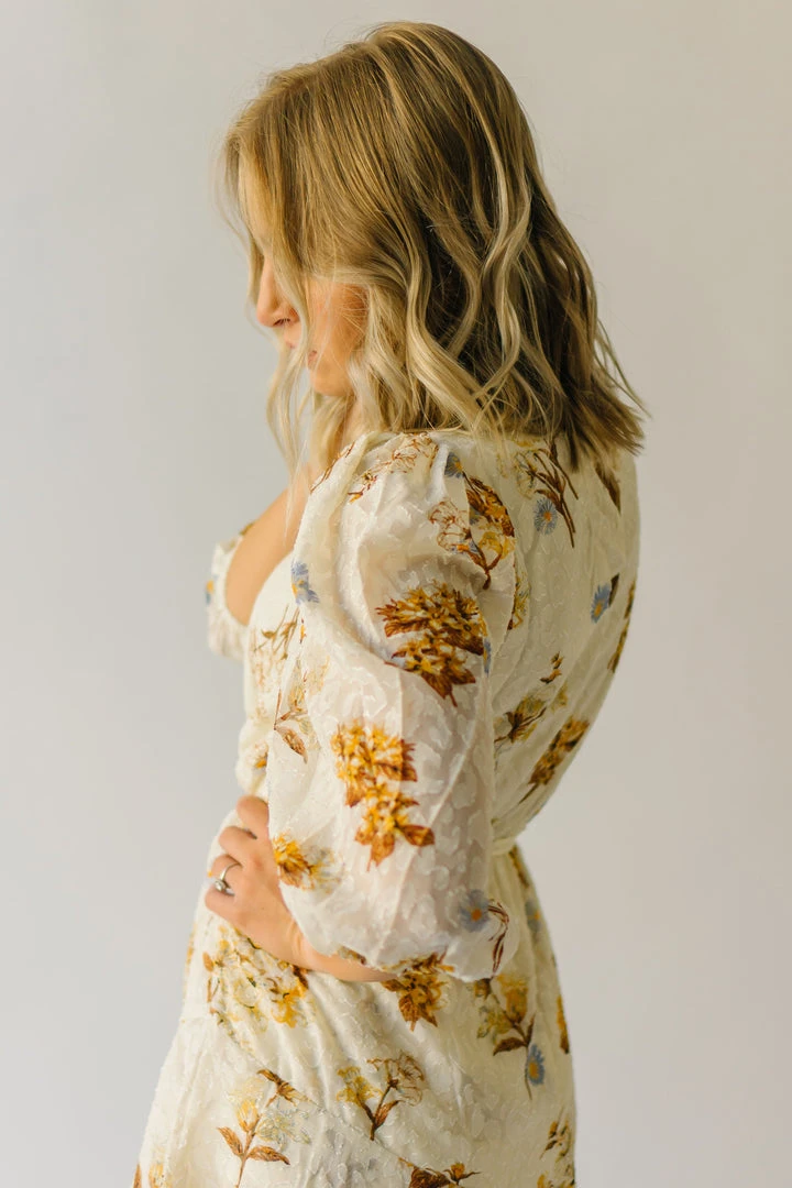 Piper & Scoot The Albert Floral Textured Dress In Ivory