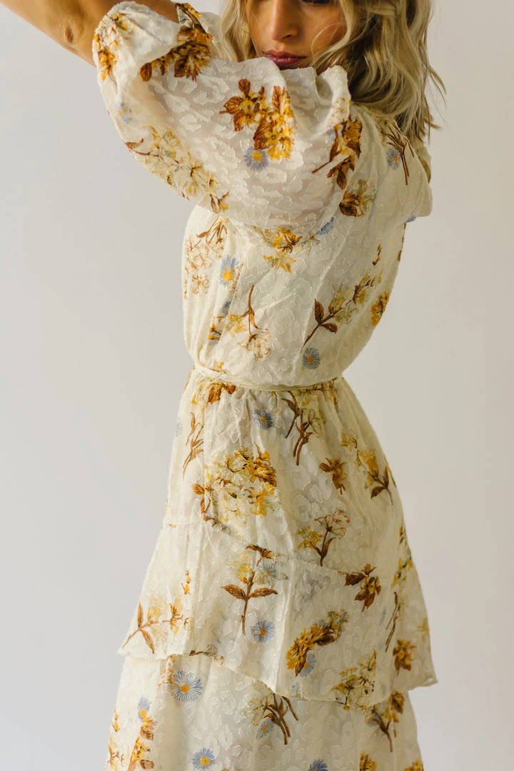 Piper & Scoot The Albert Floral Textured Dress In Ivory