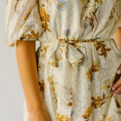 Piper & Scoot The Albert Floral Textured Dress In Ivory