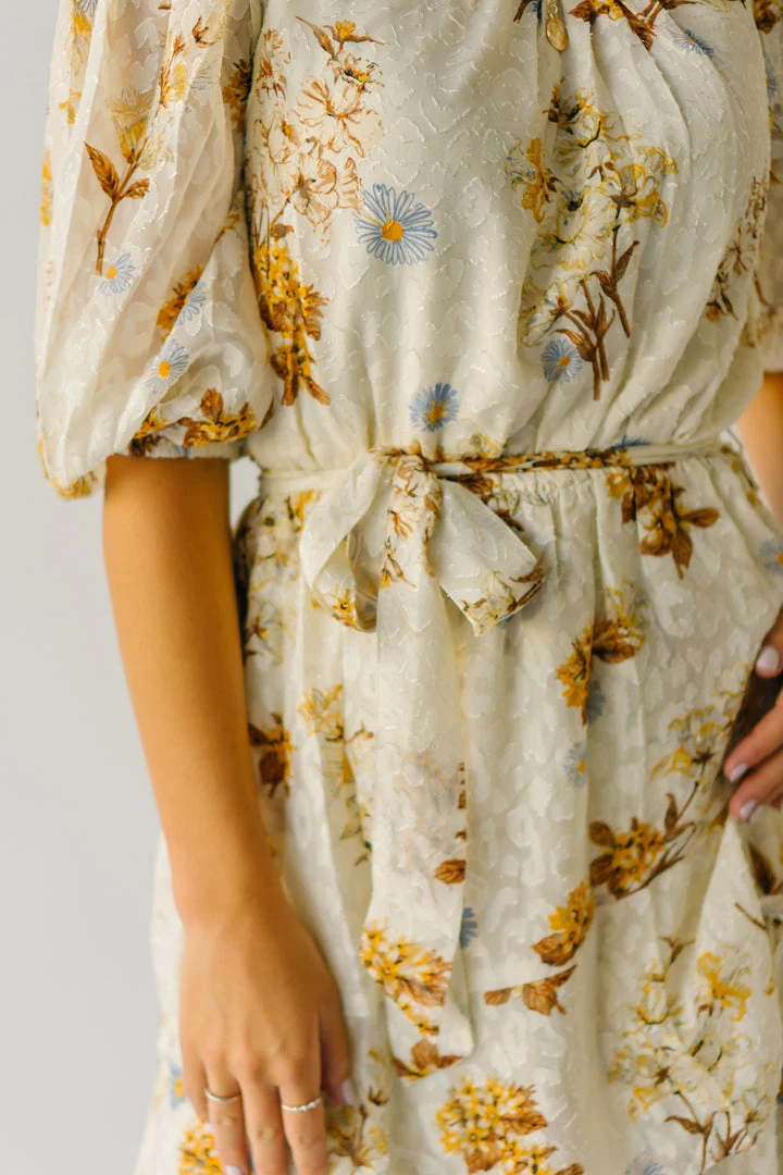 Piper & Scoot The Albert Floral Textured Dress In Ivory