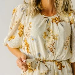 Piper & Scoot The Albert Floral Textured Dress In Ivory