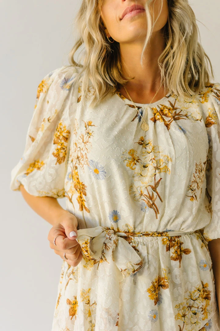Piper & Scoot The Albert Floral Textured Dress In Ivory